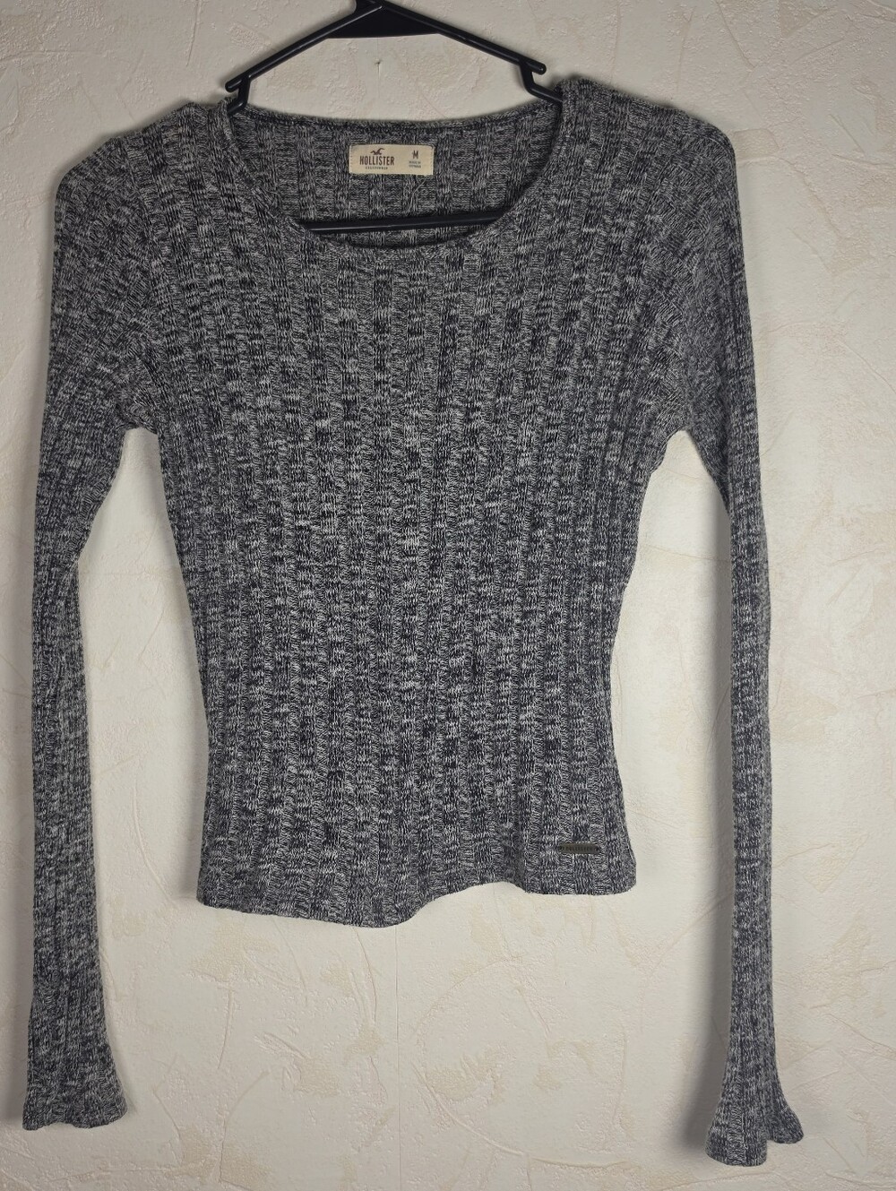 Hollister Ribbed Long Sleeve Sweater Gray Medium